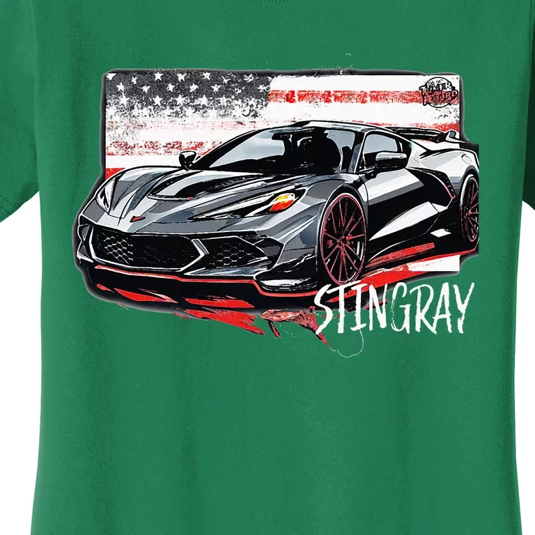 C8 American Muscle V8 Supercar Stingray Cool Vette Mechanic Women's T-Shirt