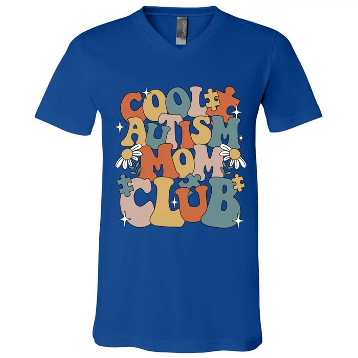 Cool Autism Moms Club Autism Awareness Mama Mom Gift V-Neck T-Shirt