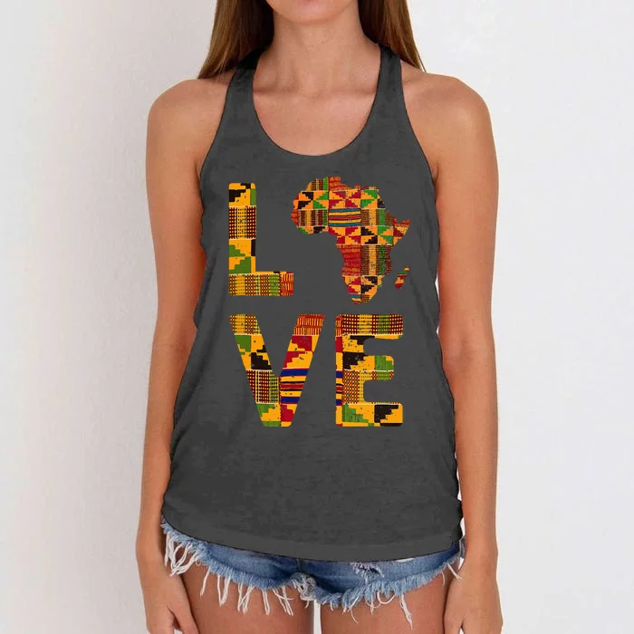 Cool Africa Map For Women Traditional Africa Kente Cloth Women's Knotted Racerback Tank