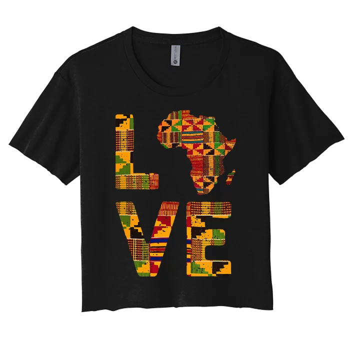 Cool Africa Map For Women Traditional Africa Kente Cloth Women's Crop Top Tee