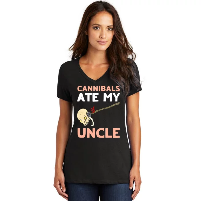 Cannibals Ate My Uncle Joe Biden Trump Saying Funny Women's V-Neck T-Shirt