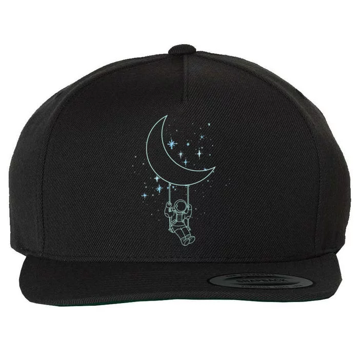 Cute Astronaut Moon Swing Graphic Tees Gift Wool Snapback Cap