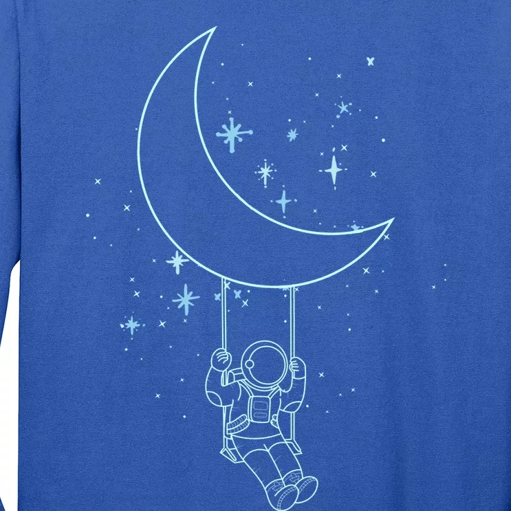 Cute Astronaut Moon Swing Graphic Tees Gift Long Sleeve Shirt