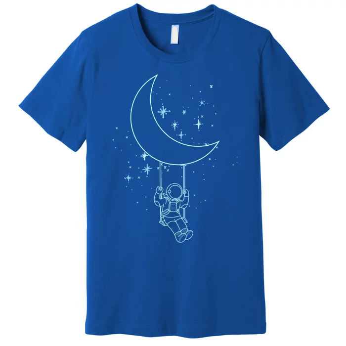 Cute Astronaut Moon Swing Graphic Tees Gift Premium T-Shirt