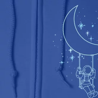 Cute Astronaut Moon Swing Graphic Tees Gift Full Zip Hoodie