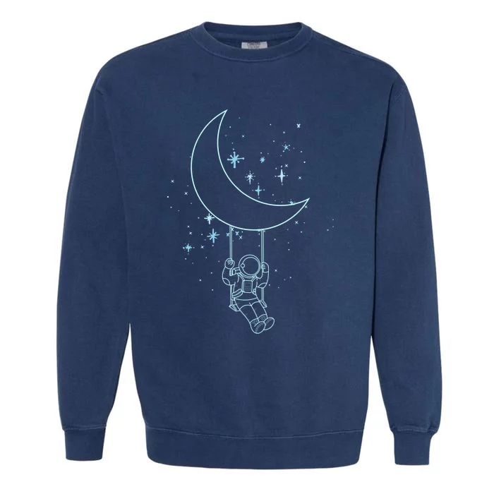 Cute Astronaut Moon Swing Graphic Tees Gift Garment-Dyed Sweatshirt