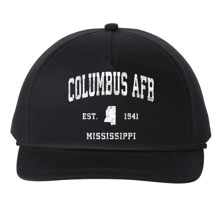 Columbus Afb Mississippi Ms Vintage Athletic Black Sports De Snapback Five-Panel Rope Hat