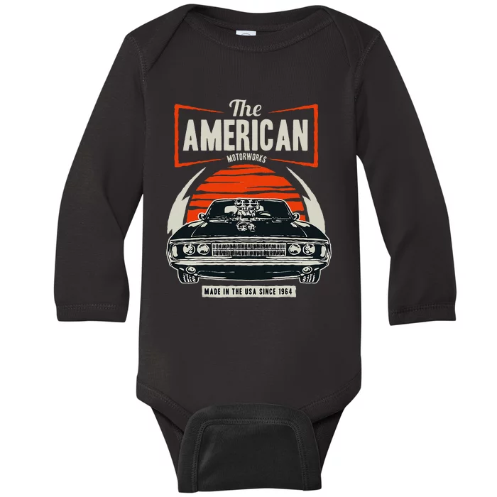 Classic American Muscle Cars Novelty Baby Long Sleeve Bodysuit