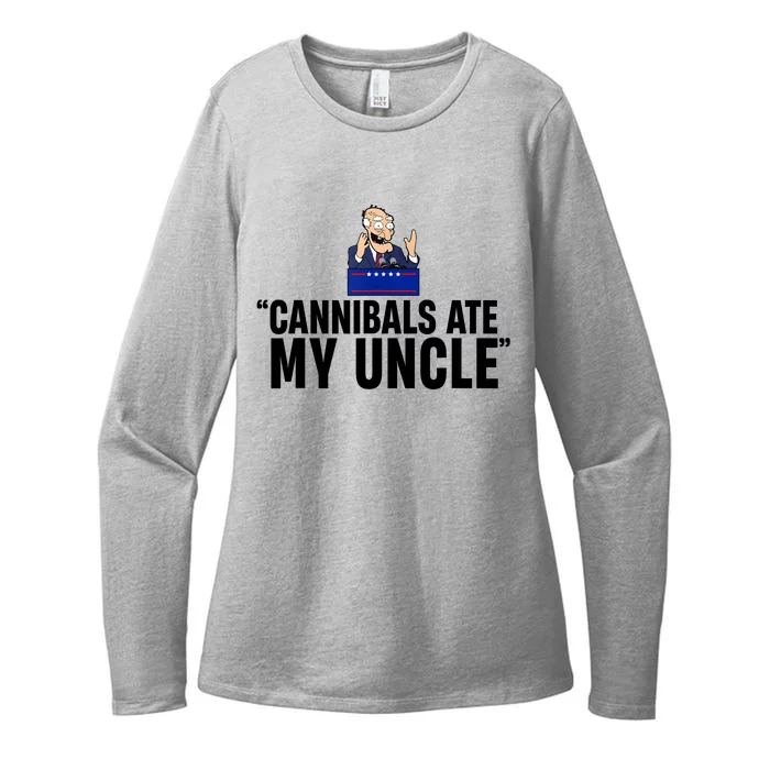 Cannibals Ate My Uncle Biden Trump Saying Funny Womens CVC Long Sleeve Shirt