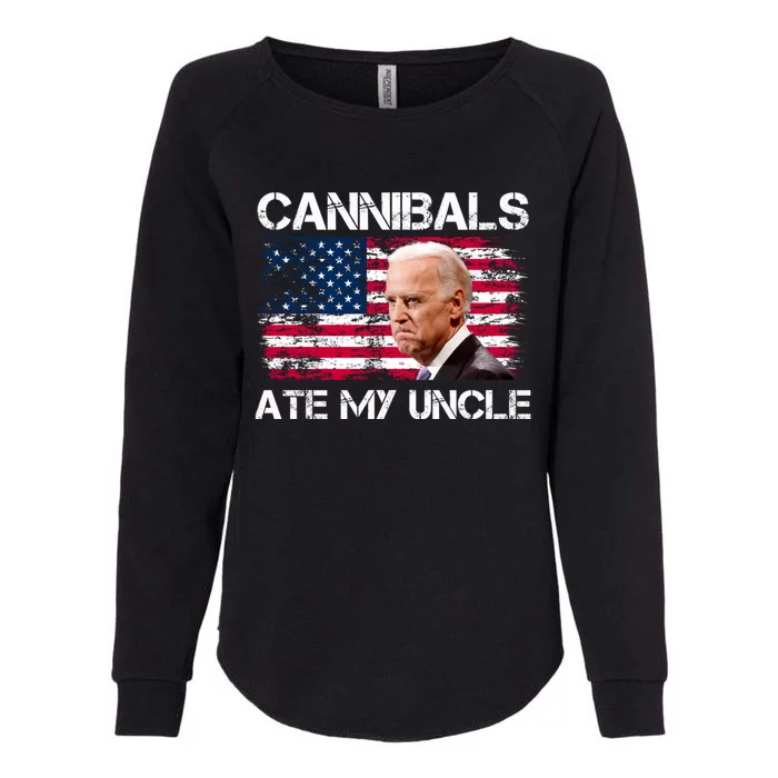 Cannibals Ate My Uncle Us Flag Biden Vinatge Womens California Wash Sweatshirt