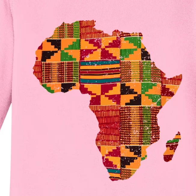 Cool Africa Map Kente Cloth Gift For Men Women African Lover Gift Baby Long Sleeve Bodysuit