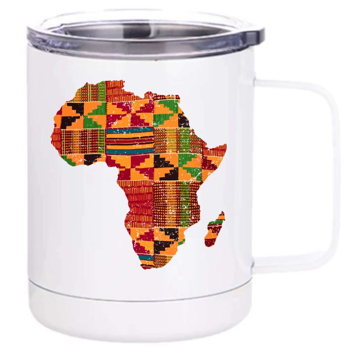 Cool Africa Map Kente Cloth Gift For Men Women African Lover Gift Front & Back 12oz Stainless Steel Tumbler Cup