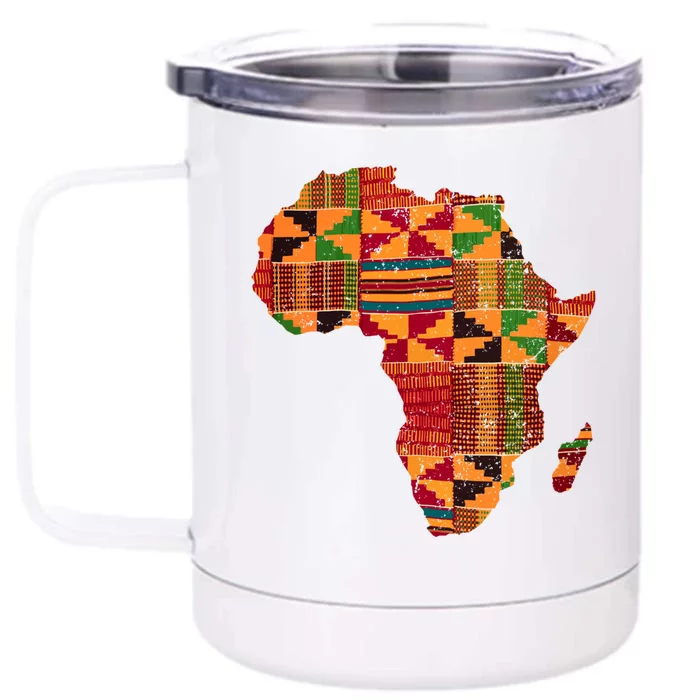 Cool Africa Map Kente Cloth Gift For Men Women African Lover Gift Front & Back 12oz Stainless Steel Tumbler Cup