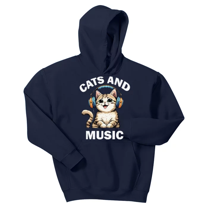 Cats And Music Funny Sweet Cat Lover Music Lover Kids Hoodie