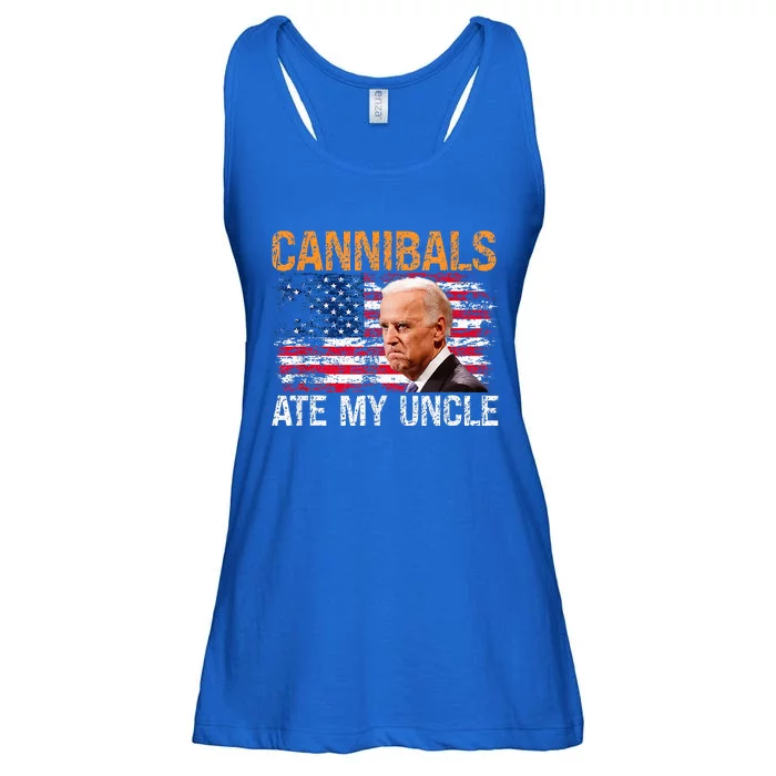 Cannibals Ate My Uncle Us Flag Joe Biden Ladies Essential Flowy Tank