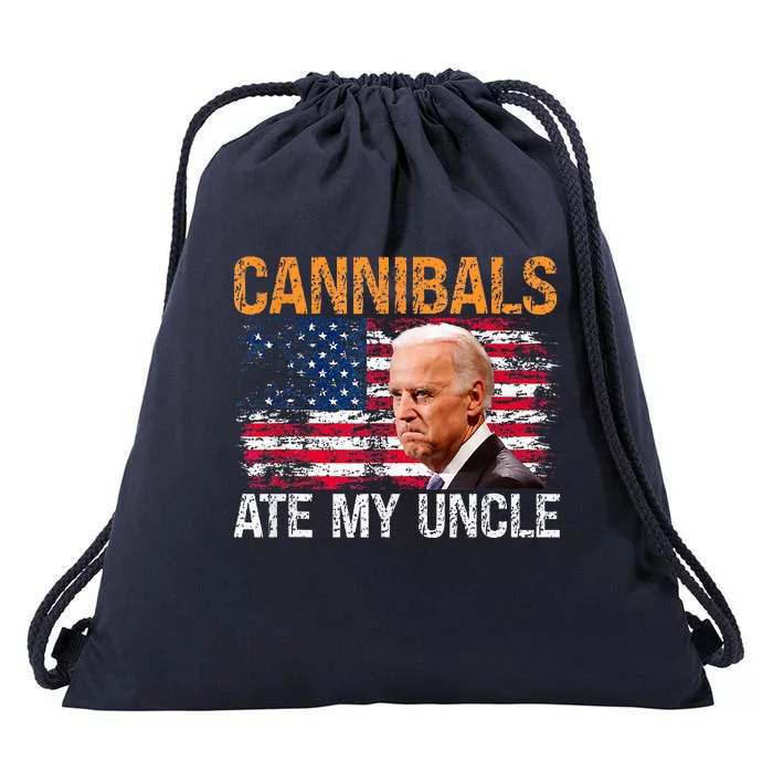 Cannibals Ate My Uncle Us Flag Joe Biden Drawstring Bag