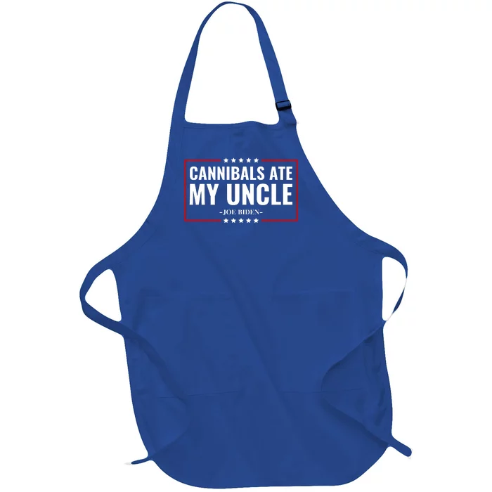 Cannibals Ate My Uncle Joe Biden Political Satire Trump 2024 Full-Length Apron With Pocket