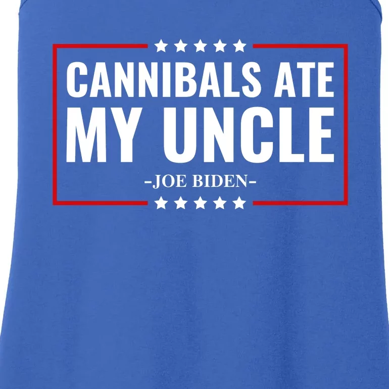 Cannibals Ate My Uncle Joe Biden Political Satire Trump 2024 Ladies Essential Tank