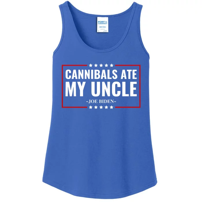 Cannibals Ate My Uncle Joe Biden Political Satire Trump 2024 Ladies Essential Tank