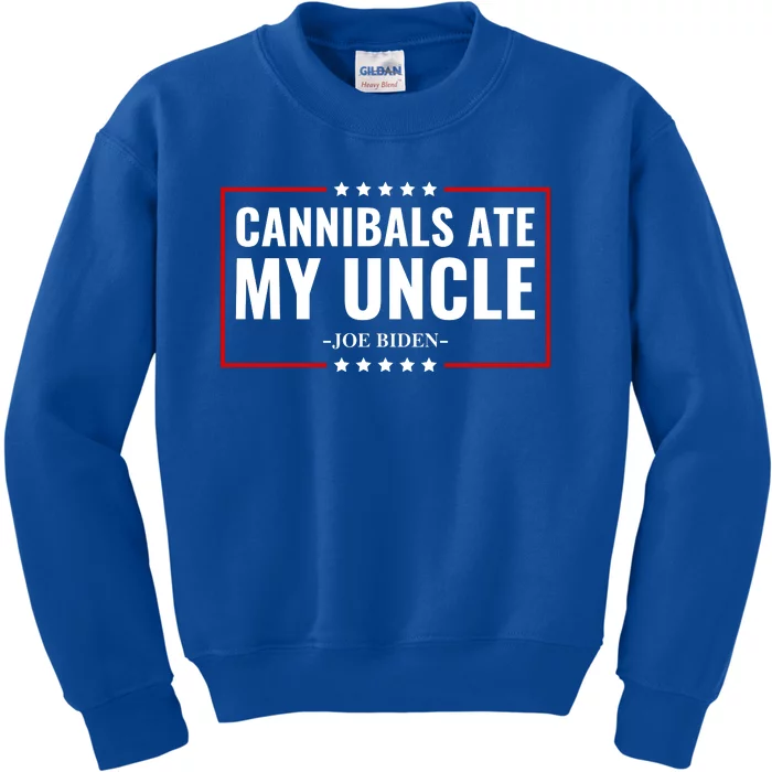 Cannibals Ate My Uncle Joe Biden Political Satire Trump 2024 Kids Sweatshirt