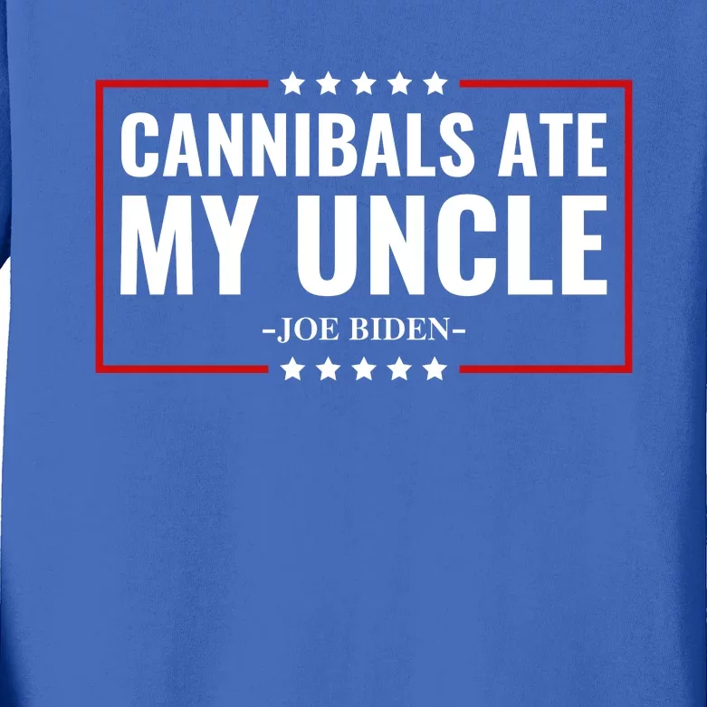 Cannibals Ate My Uncle Joe Biden Political Satire Trump 2024 Kids Long Sleeve Shirt