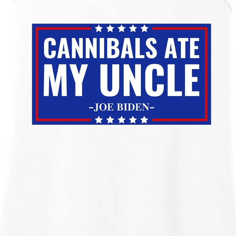 Cannibals Ate My Uncle Joe Biden Political Satire Trump 2024 Ladies Essential Tank