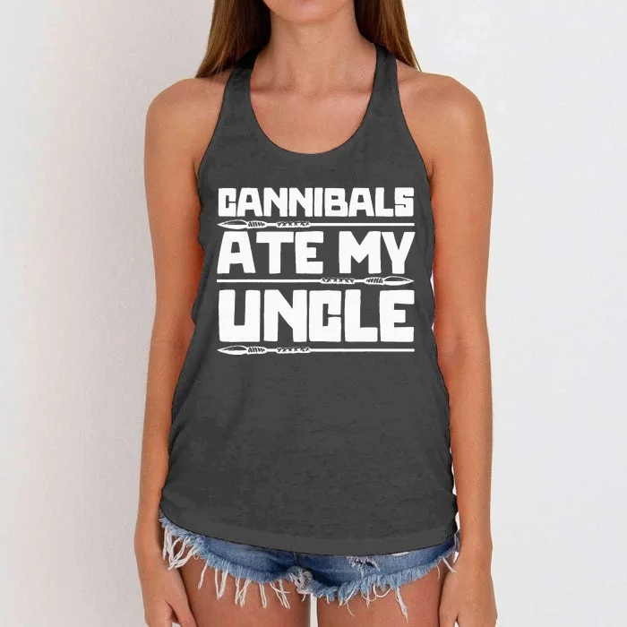 Cannibals Ate My Uncle Joe Biden Political Satire Trump 2024 Women's Knotted Racerback Tank