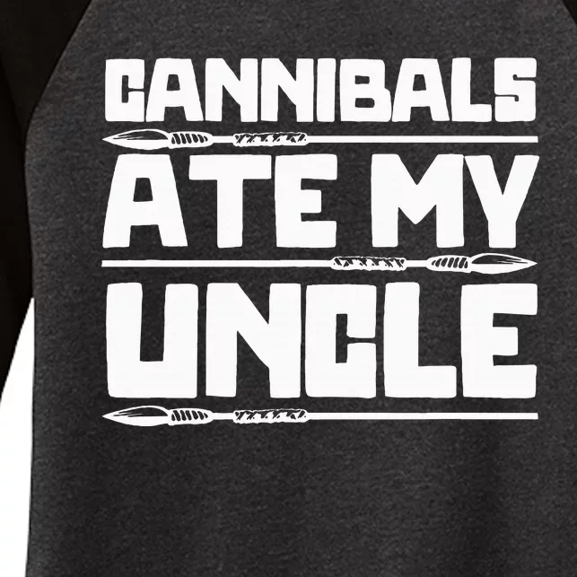 Cannibals Ate My Uncle Joe Biden Political Satire Trump 2024 Women's Tri-Blend 3/4-Sleeve Raglan Shirt