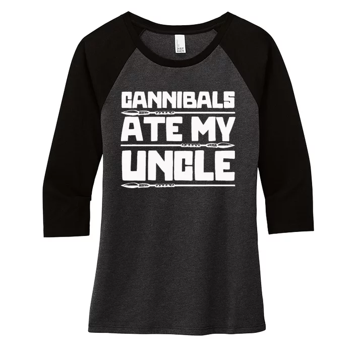 Cannibals Ate My Uncle Joe Biden Political Satire Trump 2024 Women's Tri-Blend 3/4-Sleeve Raglan Shirt