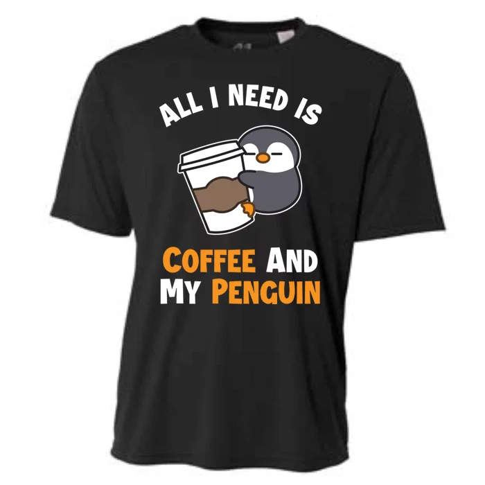 Coffee And My Penguin Sea Bird King Emperor Penguin Gift Cooling Performance Crew T-Shirt