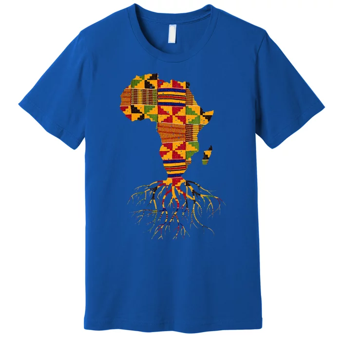 Cool Africa Map Traditional Kente Cloth African Roots Premium T-Shirt