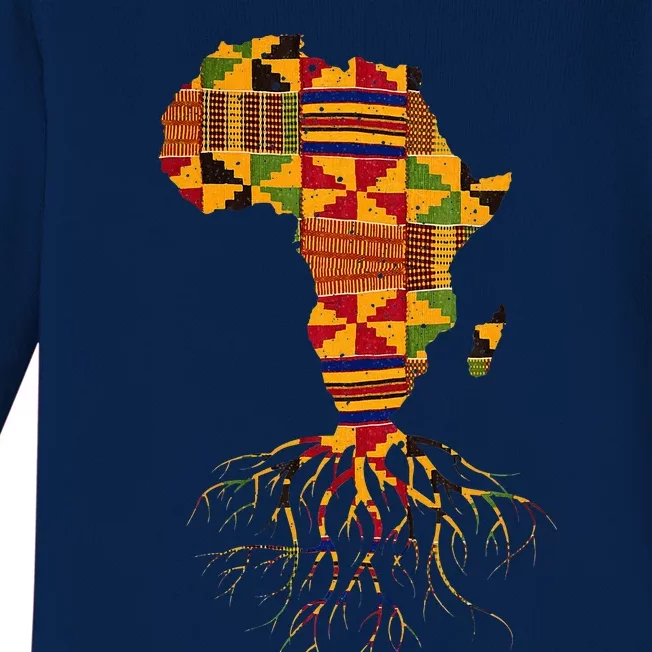 Cool Africa Map Traditional Kente Cloth African Roots Baby Long Sleeve Bodysuit