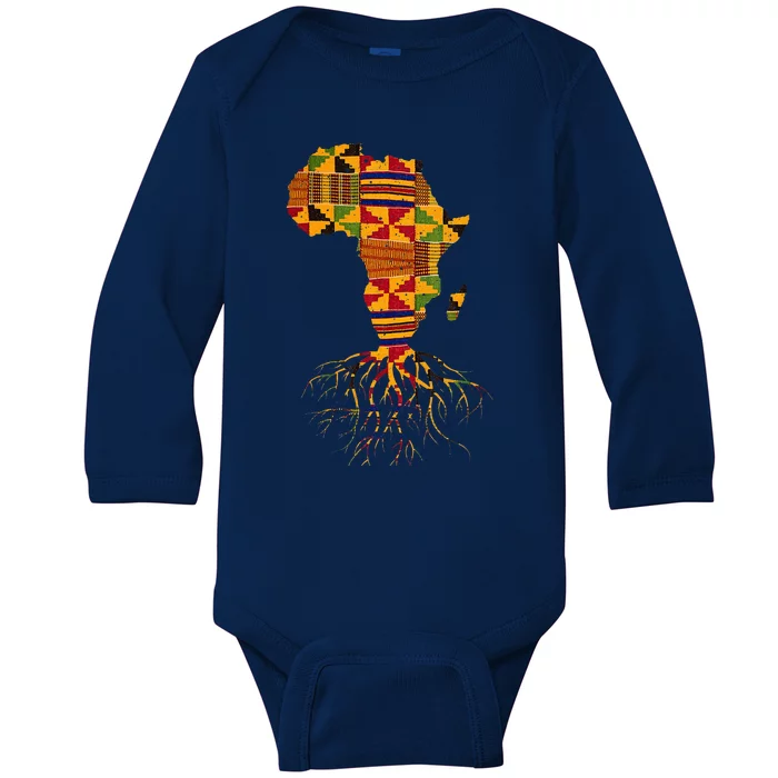 Cool Africa Map Traditional Kente Cloth African Roots Baby Long Sleeve Bodysuit