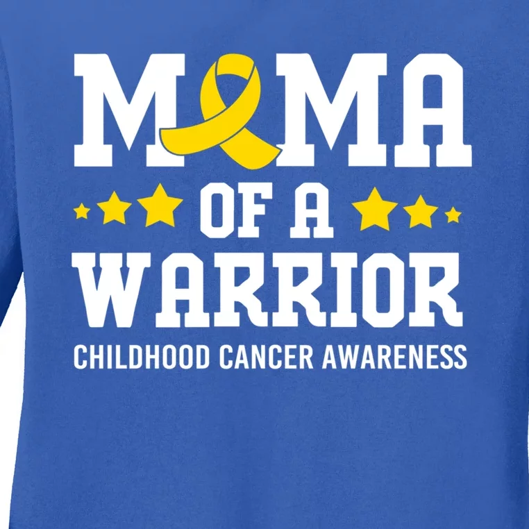 Cancer Awareness Mama Of A Warrior Hood Cancer Gift Ladies Long Sleeve Shirt