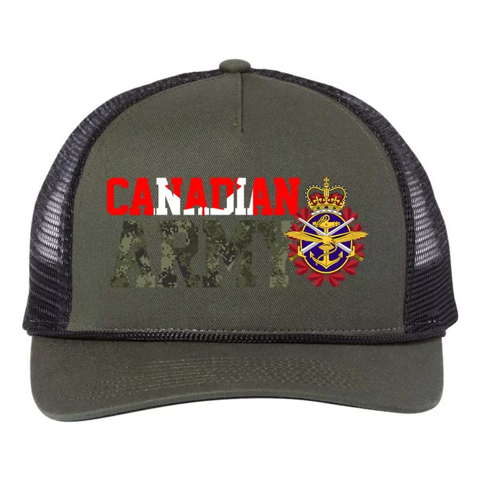 Canadian Army Military Veteran Retro Rope Trucker Hat Cap