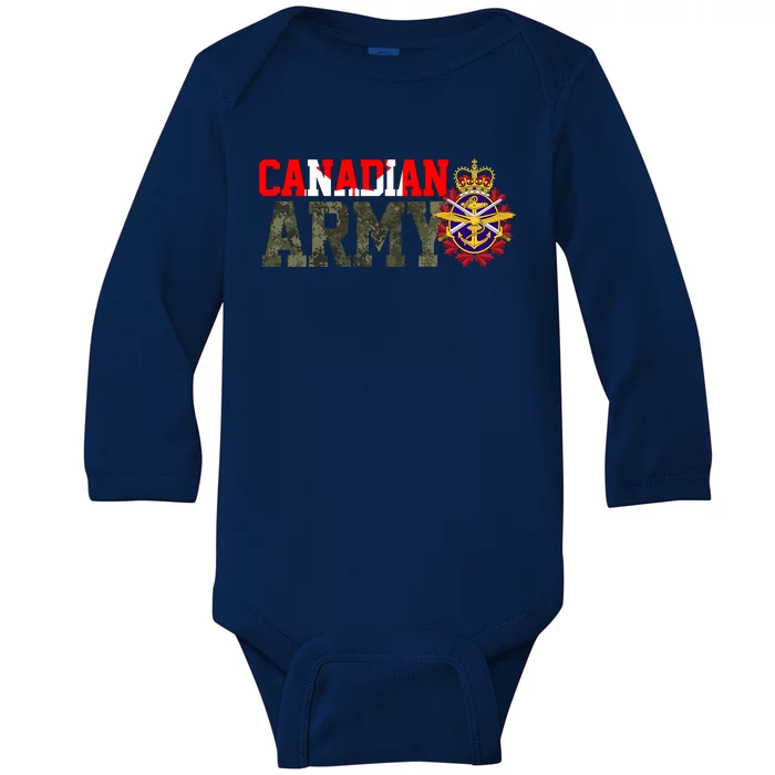 Canadian Army Military Veteran Baby Long Sleeve Bodysuit