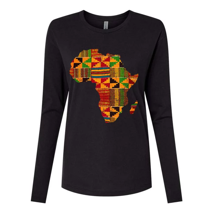 Cool Africa Map Kente Cloth Gift For African Lover Womens Cotton Relaxed Long Sleeve T-Shirt