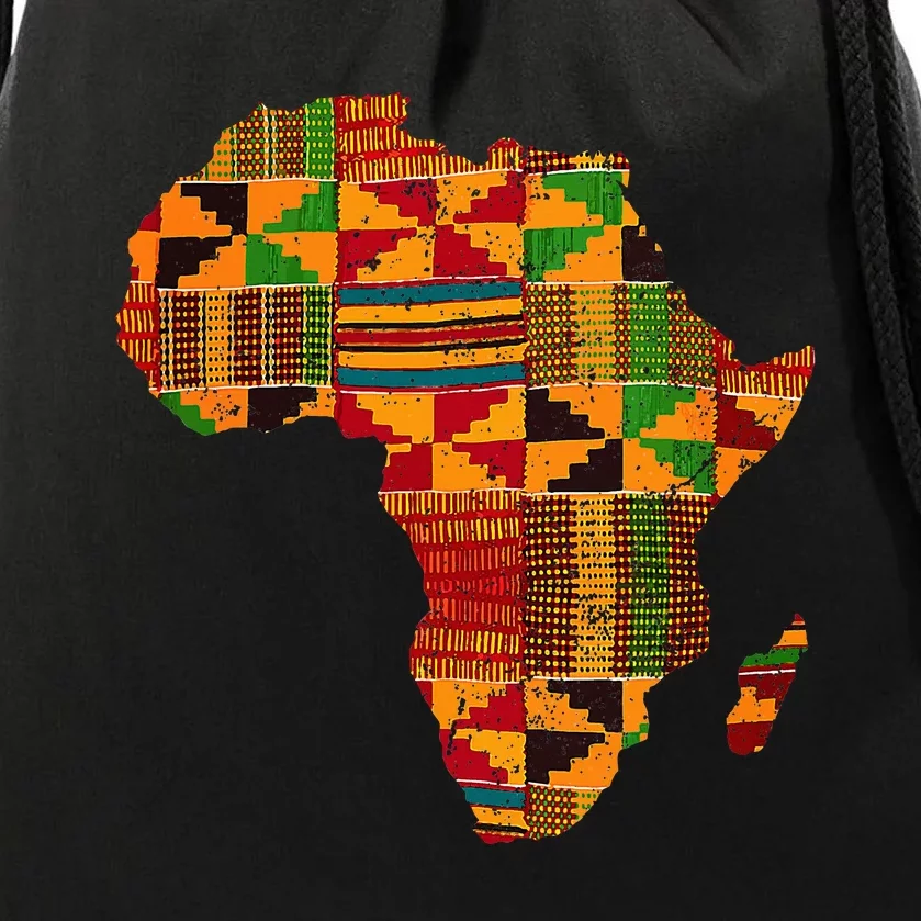 Cool Africa Map Kente Cloth Gift For African Lover Drawstring Bag