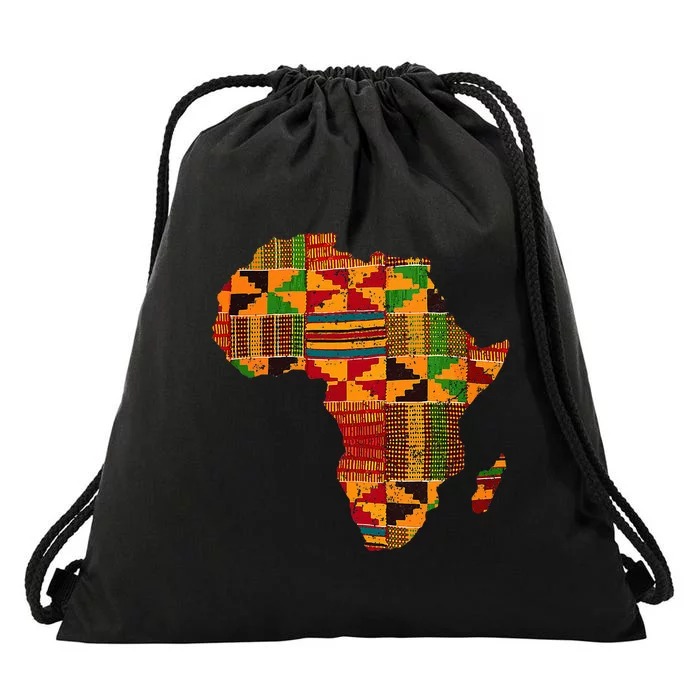 Cool Africa Map Kente Cloth Gift For African Lover Drawstring Bag