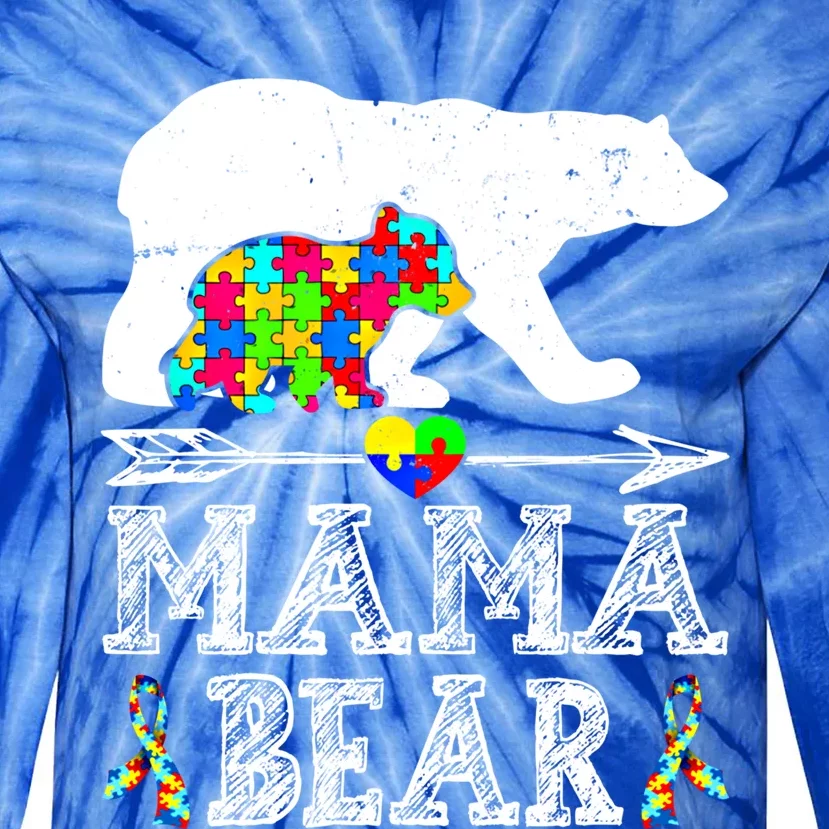 Cute Autism Mama Bear Awareness Family Lover Gift Tie-Dye Long Sleeve Shirt