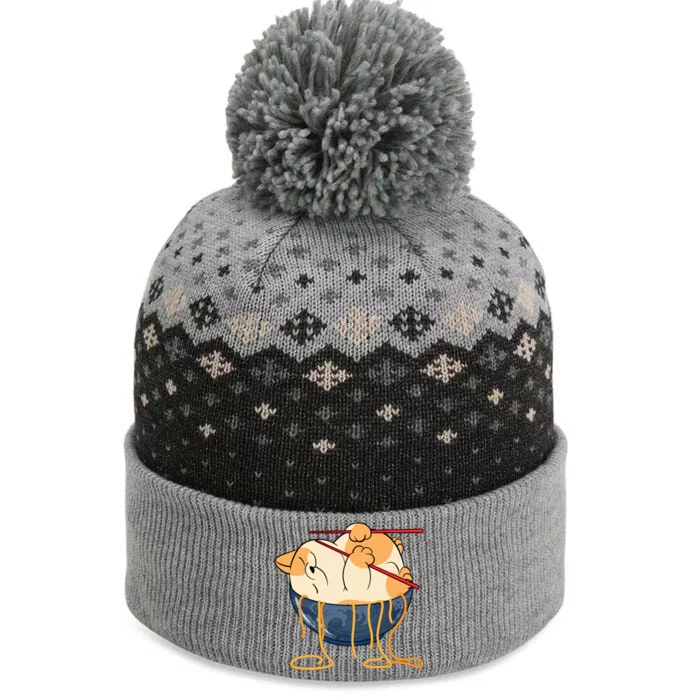 Cute Anime Merch Cat Design Japanese Ramen Noodle The Baniff Cuffed Pom Beanie