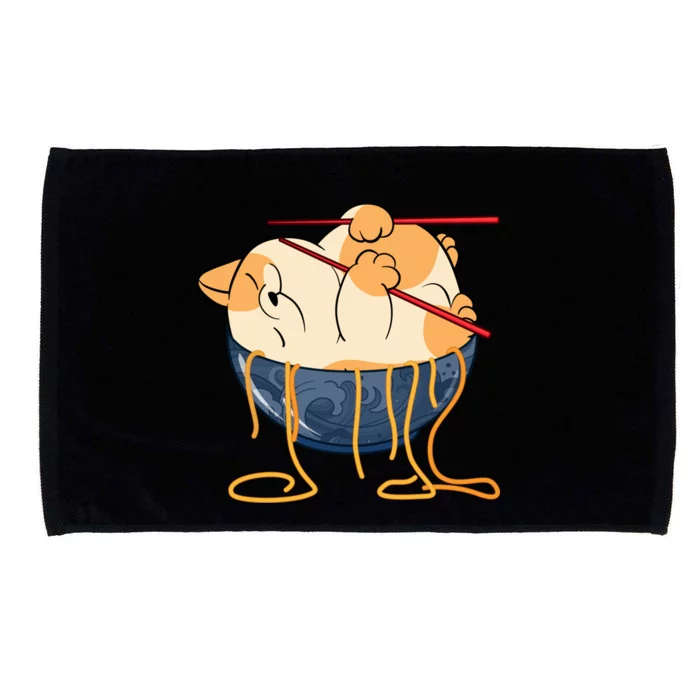 Cute Anime Merch Cat Design Japanese Ramen Noodle Microfiber Hand Towel