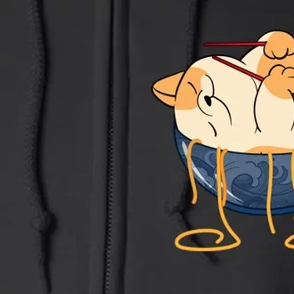 Cute Anime Merch Cat Design Japanese Ramen Noodle Full Zip Hoodie