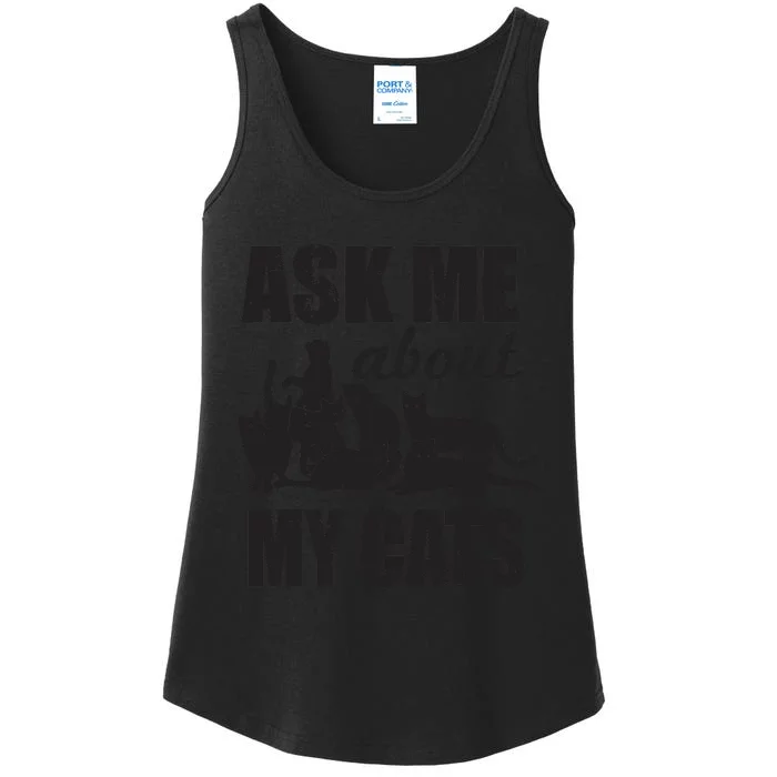 Cute Ask Me About My Cats Ladies Essential Tank