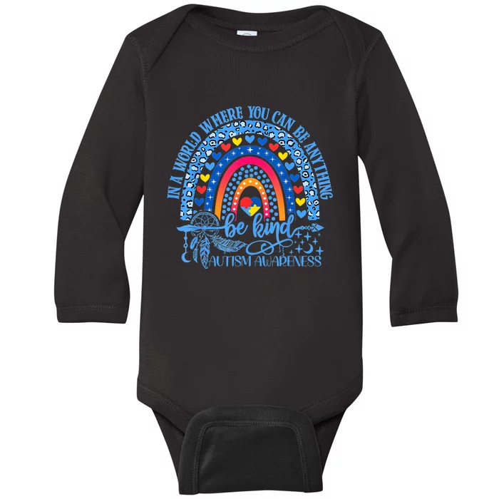 Cute Autism Mom Autism Awareness Be Kind Support Baby Long Sleeve Bodysuit