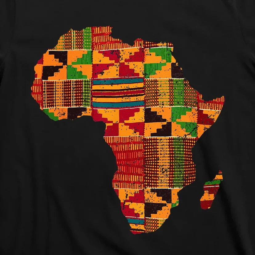 Cool Africa Map Kente Cloth Gift For Men Women African Lover T-Shirt