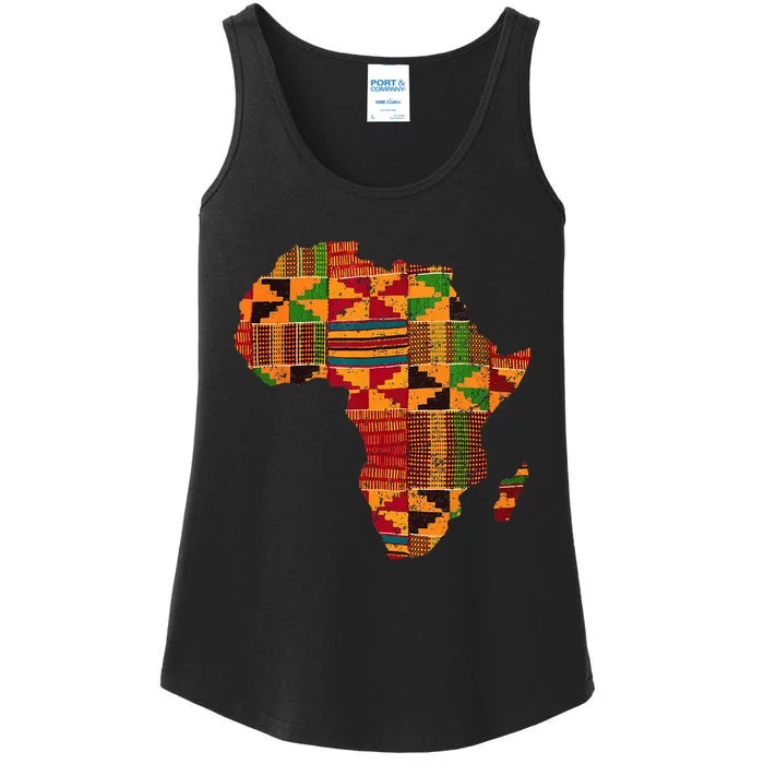 Cool Africa Map Kente Cloth Gift For Men Women African Lover Ladies Essential Tank