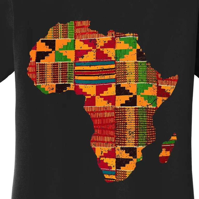 Cool Africa Map Kente Cloth Gift For Men Women African Lover Women's T-Shirt