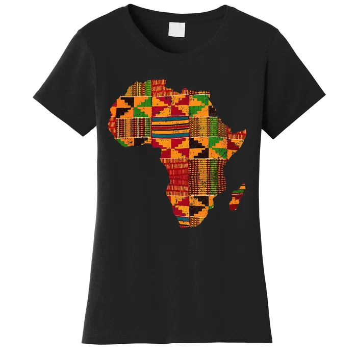 Cool Africa Map Kente Cloth Gift For Men Women African Lover Women's T-Shirt