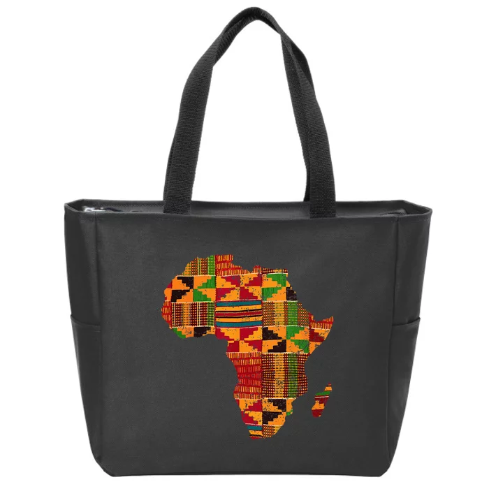 Cool Africa Map Kente Cloth Gift For Men Women African Lover Zip Tote Bag